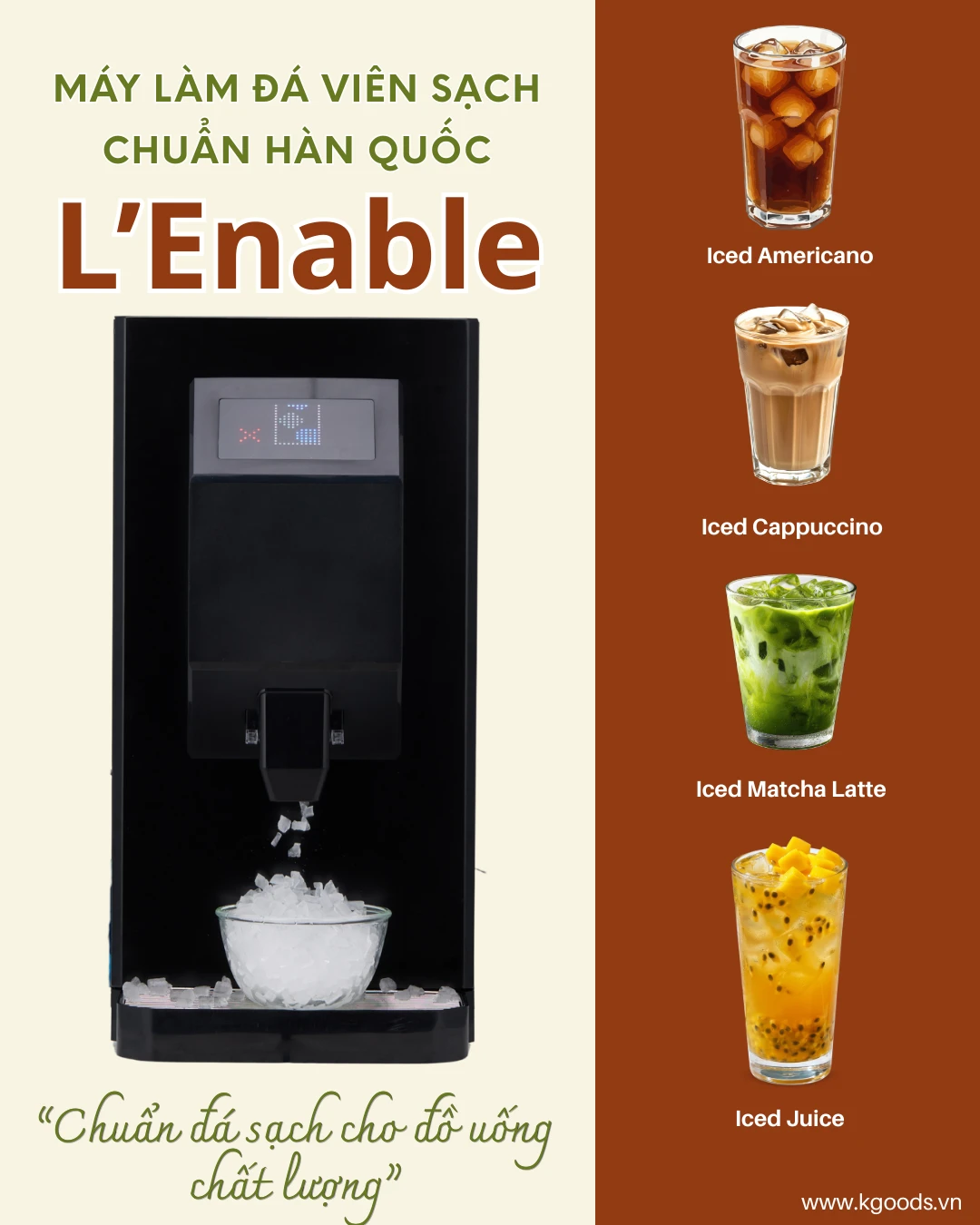 L'enable – Máy Làm Đá Sạch Chuẩn Hàn Quốc Cho Đồ Uống Chất Lượng